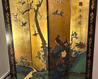 Fabulous Privacy Screen ,Black Lacquer ,Enameled , Brass feet , flathead screws 