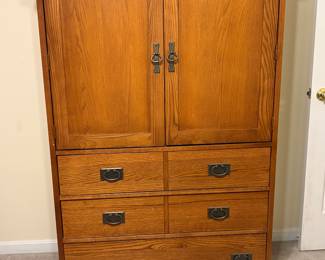 Oak Mission Style Armoire ~Like New