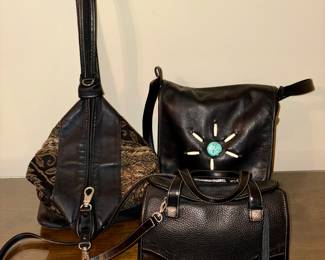 Split  Leather Knapsack opens to back pack ~ Leather Side bag & A  Brighton Bag