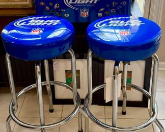 2 Budweiser Light NFL Stools and Cooler