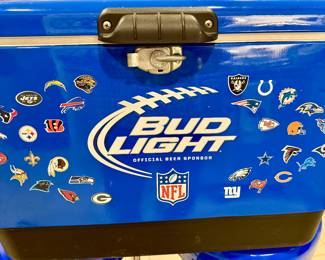 2 Budweiser Light NFL Stools and Cooler