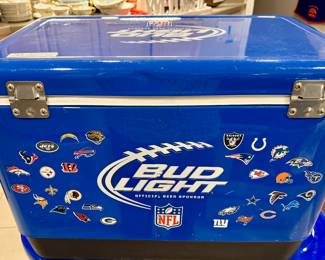 2 Budweiser Light NFL Stools and Cooler