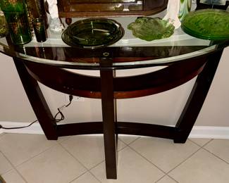 Demileune Console Table with Glass Top