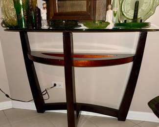 Demileune Console Table with Glass Top