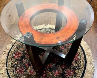 Round SideTable with Glass Top