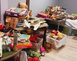 Vintage toy room. All out of the attic. Late 60s, early 70s.