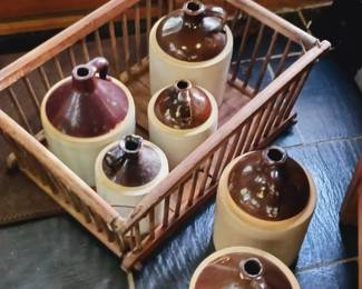 Grocery bin and jugs