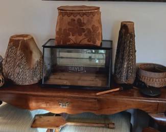 African drums, country store piece, baskets