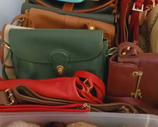 Vintage Coach and Ainger purses, Cashmere lined gloves, fur cuffed gloves, Cashmere scarf etc...