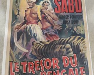 Original 1953 Belgian Movie Poster "The Treasure of Bengal" Sabu