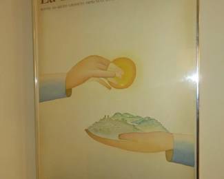 Original1980's La Toscana nel '500 Framed Poster by Jean-Michel Folon