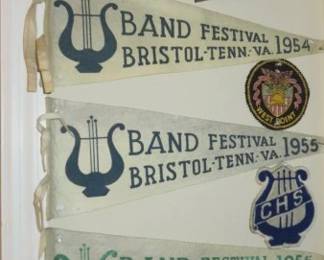Collection Vintage Felt Sports & Band Pennants, Bristol Tenn. VA 1954-55, Blue Knights, Duke