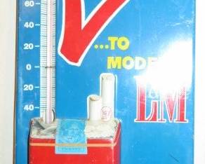 Vintage L&M Cigarettes Advertising Wall Sign Thermometer