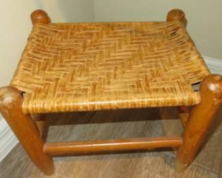 Vintage Rustic Woven Rattan Foot Stool