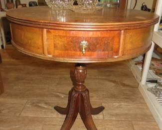 Early 20th Century George lll Style Mahogany Two-Drawer Drum Table