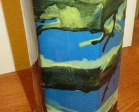 Vintage Peter & Reed Zane Pottery Marbelized 6 Sided Vase