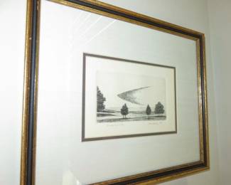 1985 Original Etching "Summer's End" by Artist Mark R. Woodie Signed & #83/100
