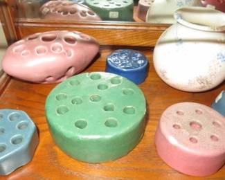 Collection Vintage Pottery Flower Frogs