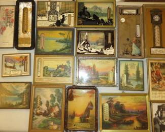 Collection Vintage Advertising Prints with built in thermometers