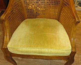 Vintage Caned Barrel Armchair