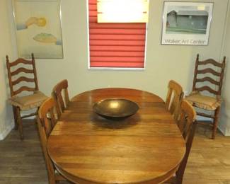 Antique Arts & Crafts Style Quarter-sawn Tiger Oak Dining Table Set