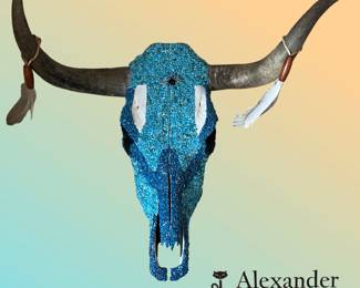 Steer skull with Turquoise-Unique Art