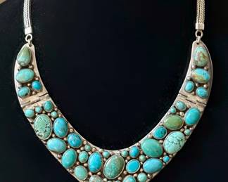 Vintage Navajo Turquoise & Sterling Silver Statement Piece