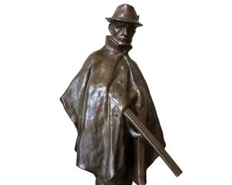 bronze figure of a hunter, created by Austrian sculptor Hans Müller (1873-1937) around 1900