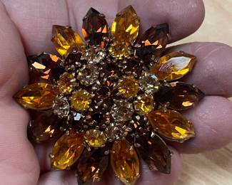 fabulous vintage crystal brooch fall colors  -signed "austria "on back   $29