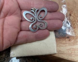 large retired james avery sterling butterfly $110 like new w/ yellow pouch  and  we could find a box if needed  