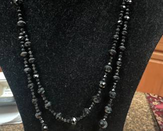 glass double strand vintage estate necklace -  needs dusting   but fabulous piece  when not reflecting dust :))$35