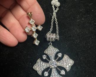 espo large sterling .925  cross necklace w/ chain  all signed- heavy piece  $59