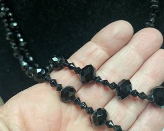 closer view of long double  glass bead necklace $35