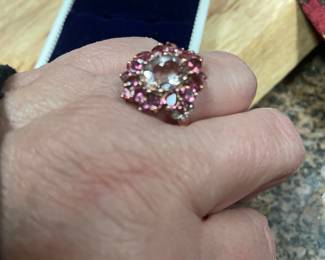 NOT THE BEST LOOK ON MY HAND BUT NICE RING ANYWAY   JUST UNDER  A 7