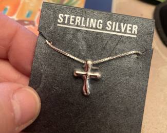  NEW STERLING CROSS AND CHAIN $16