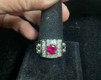  BLING STERLING    RING  WELL MADE $35 LARGE SIZE 