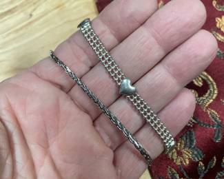  .925 SILVER BRACELETS    EITHER HEART OR CHAIN $18 EACH