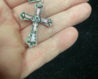 .925 cross pendant  w/ gemstones $18