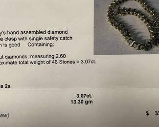 PART OF 3 CARAT DIAMOND TENNIS BRACELET APPRAISAL   INFO $3299