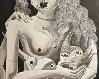 Makinde madre con nina 1997 24 x 17 inkWC