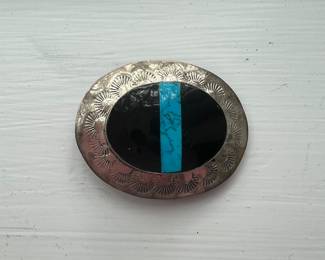 Onyx, Turquoise and Sterling silver pin/pendant