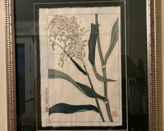 One of two original Teru Kazuhara woodblock prints. These are framed beautifully with UV resistant glass.