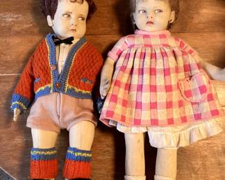 A pair of Lenci felt-covered dolls from the 1930's