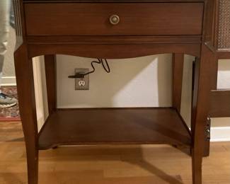 Bedside table with protective lucite on top