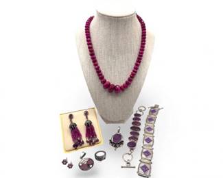 58 ChunkyGemstoneSterlingSetRubyNecklaceRingsMore