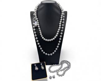 37 SilverFreshwaterPearlJewelrySetNecklacesEarringsPendant