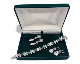 51 SterlingSilverCZJewelrySetwJudithRipkaEarringsBracelet