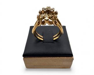 7 14KGoldClusterDiamondRingSplitShankDesignSize8556g