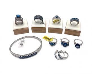 69 LondonBlueTopazSterlingRingsEarringsStainlessBracelet