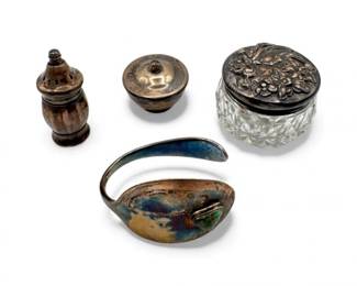 55 SterlingBraceletSpoonAntiqueCrystalJarVikingShaker7274g